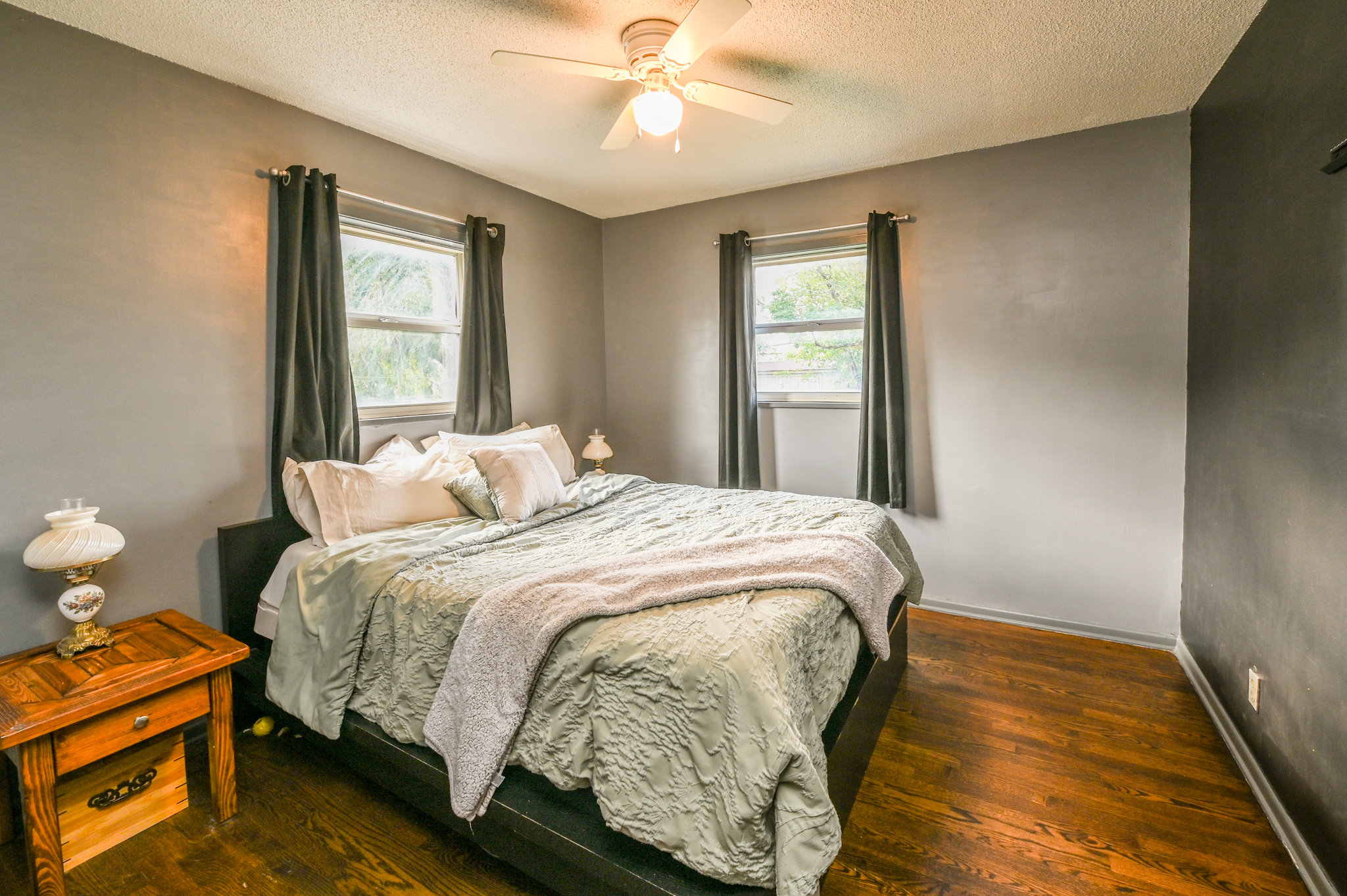 Refreshed bedroom with natural light