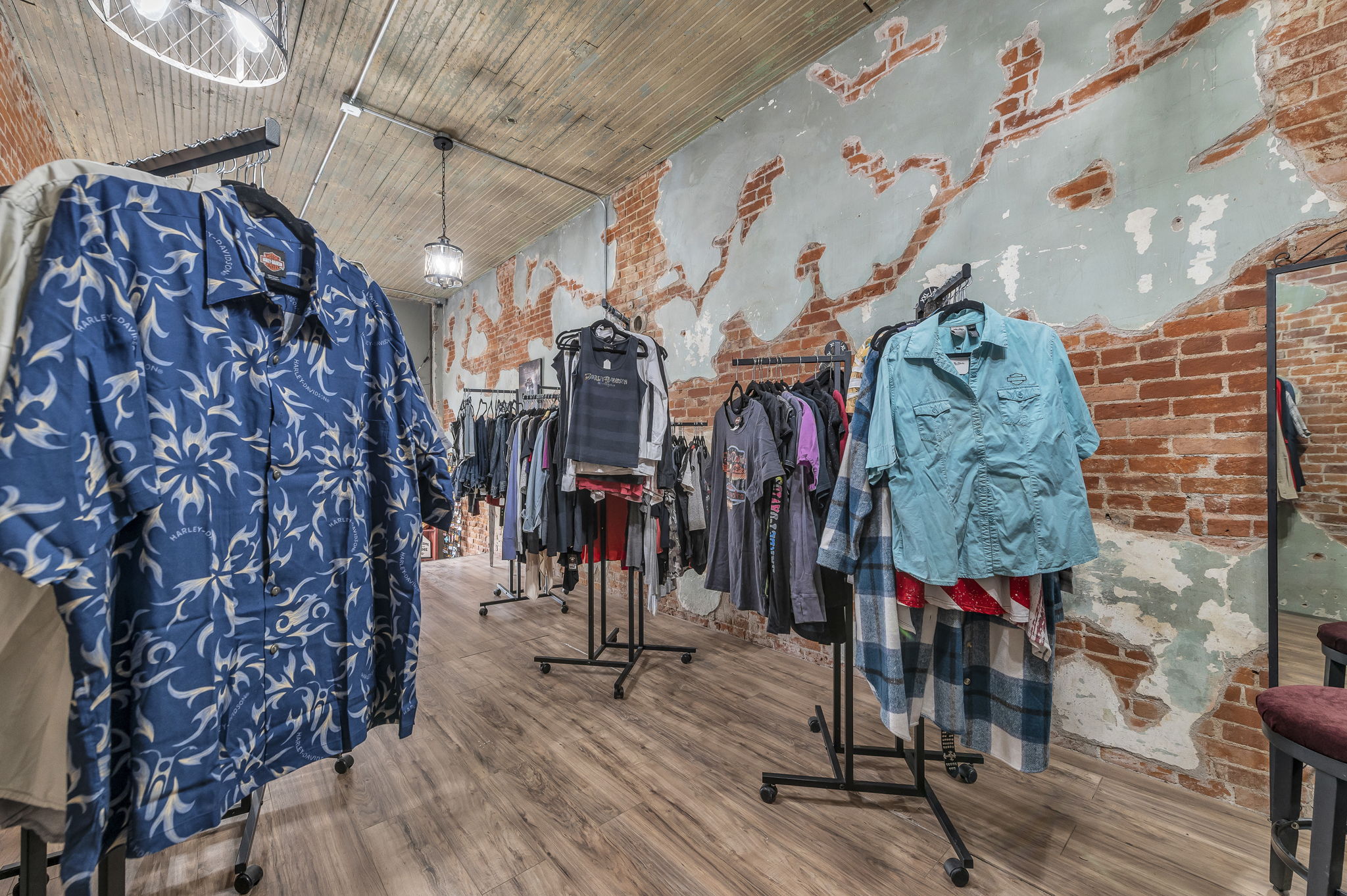 Open-concept storefront with rustic character