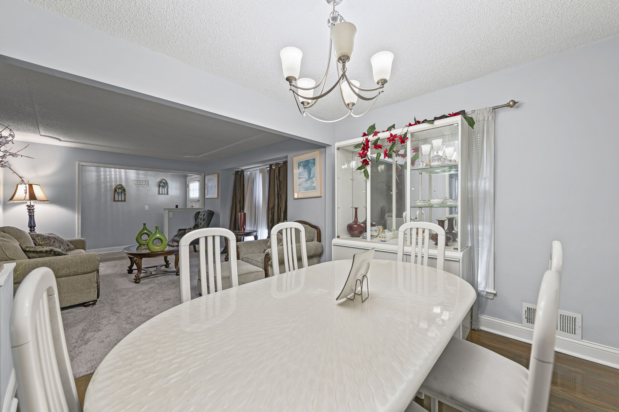 Living and dining areas off the main level