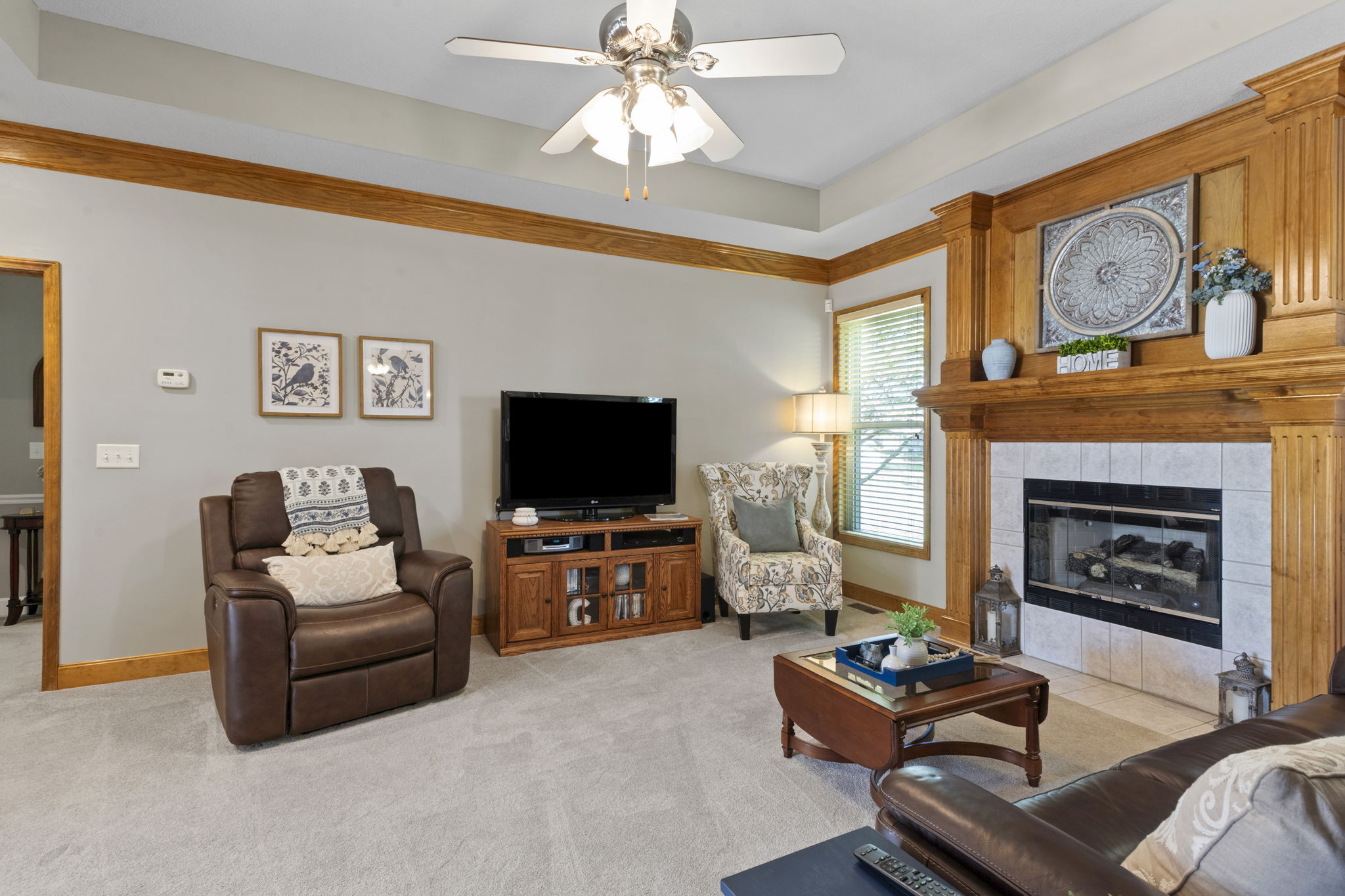 Living room with fireplace