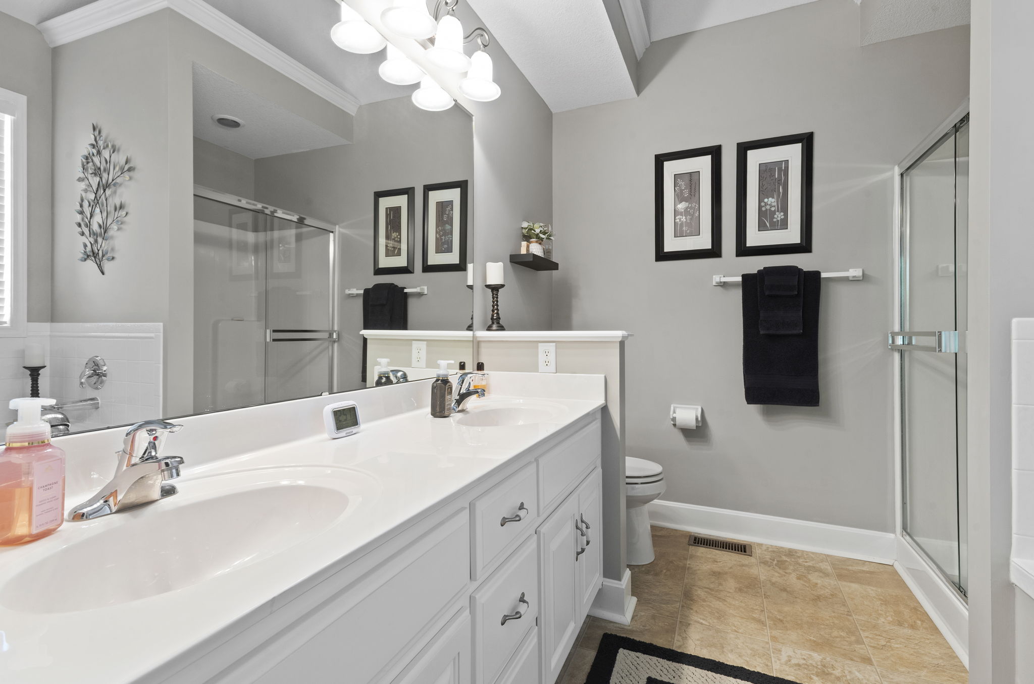 Primary bathroom dual vanity