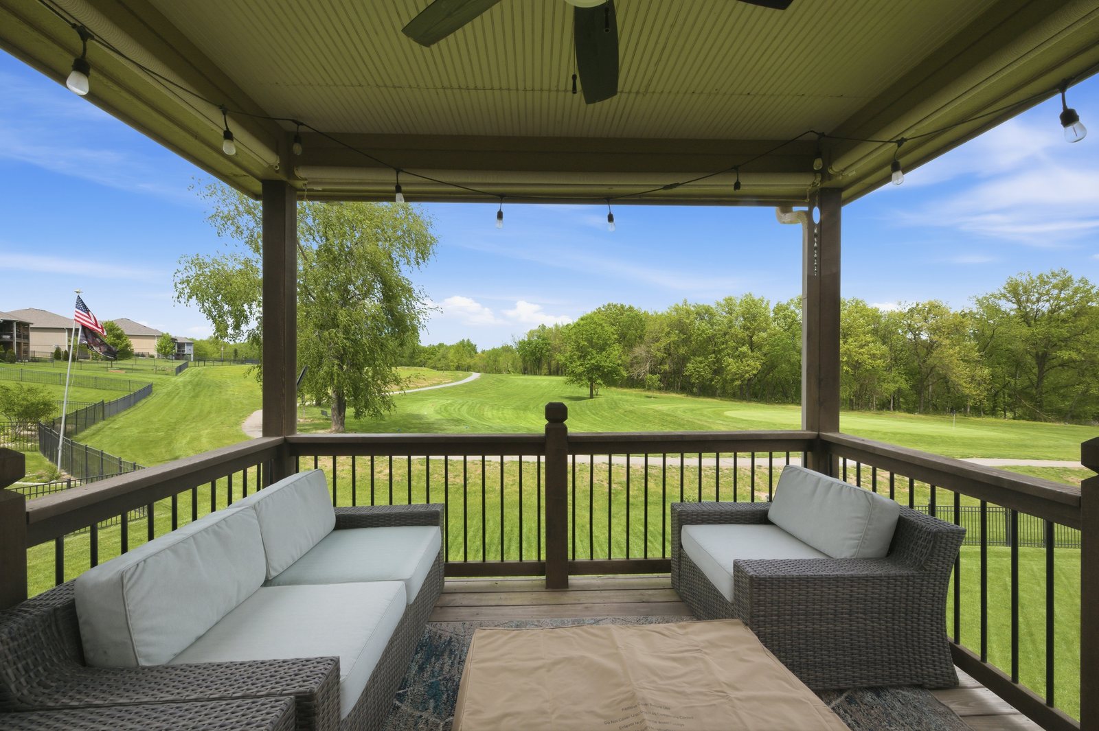 Covered deck overlooking Hole 3 of the MariMack golf course
